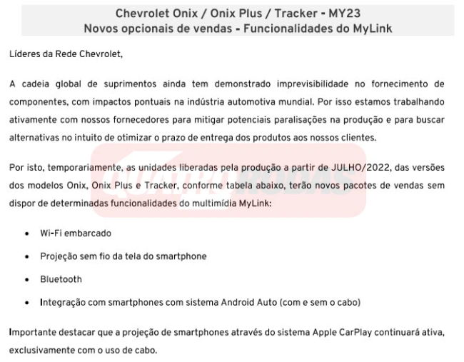 Los Chevrolet Onix y Tracker 2023 pierden Bluetooth y Android Auto