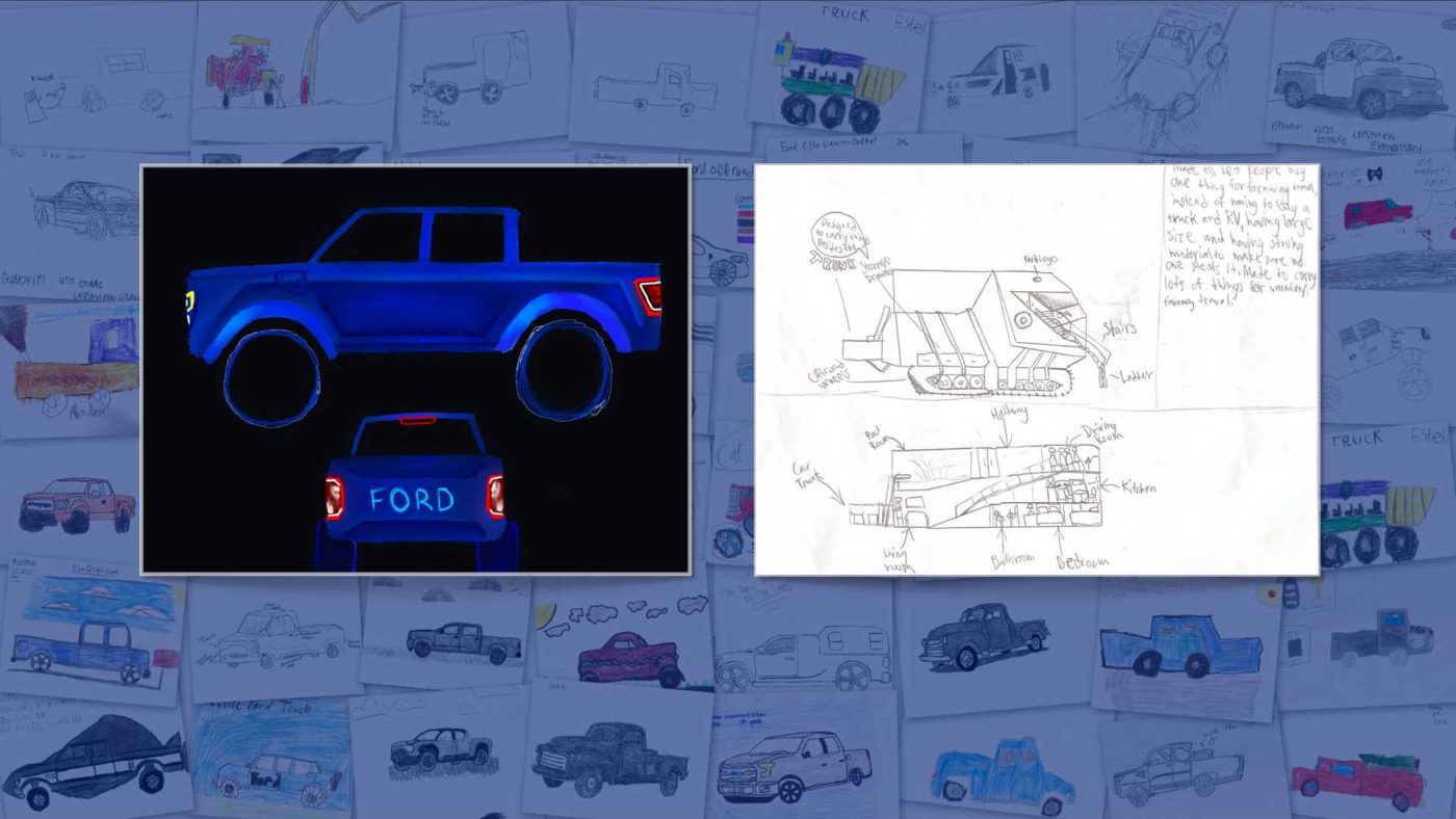 Con dibujos infantiles, Ford anunció su próxima pick-up EV