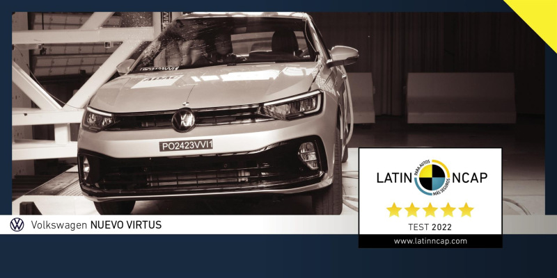 VW Virtus, de India o Brasil, cinco estrellas Latin NCap 1